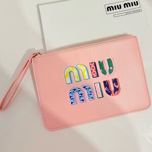 Miu Miu Pink Pouch with Vibrant Logo